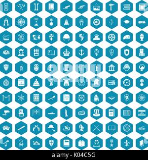 100 history icons sapphirine violet Stock Vector