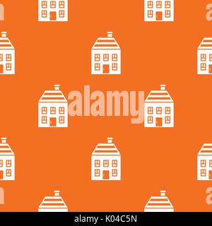 Two-storey house with chimney pattern seamless Stock Vector