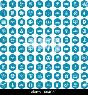 100 hi-tech icons sapphirine violet Stock Vector
