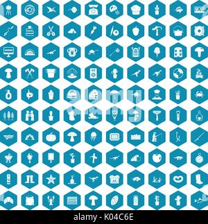 100 hobby icons sapphirine violet Stock Vector