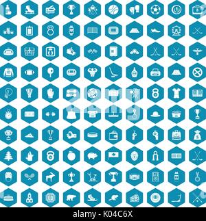 100 hockey icons sapphirine violet Stock Vector