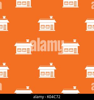 One storey house with two windows pattern seamless Stock Vector