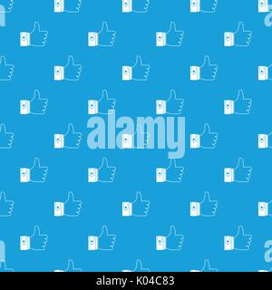 Thumbs up pattern seamless blue Stock Vector