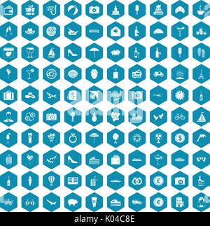 100 honeymoon icons sapphirine violet Stock Vector