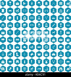 100 horsemanship icons sapphirine violet Stock Vector