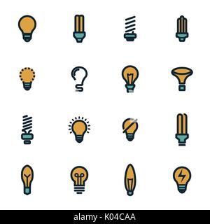 Vector flat bulbs icons set Stock Vector