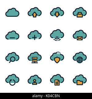 Vector flat cloud icons set Stock Vector