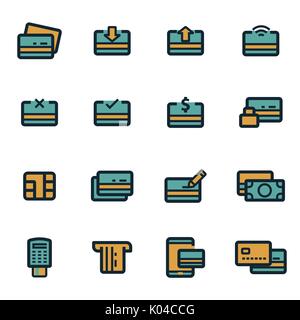 Vector flat credit card icons set Stock Vector