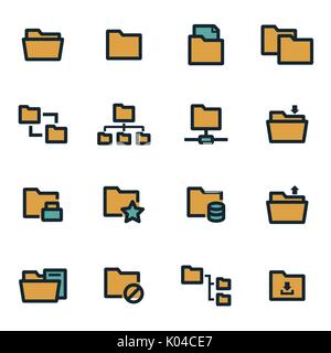 Vector flat folder icons set Stock Vector
