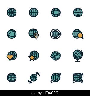 Vector flat globe icons set Stock Vector