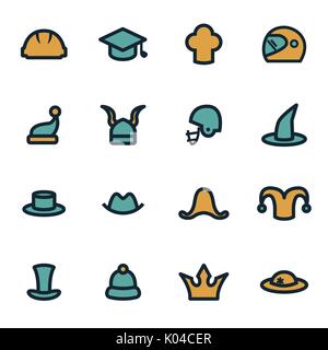 Vector flat helmet icons set Stock Vector