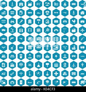 100 industry icons sapphirine violet Stock Vector