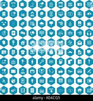 100 information technology icons sapphirine violet Stock Vector