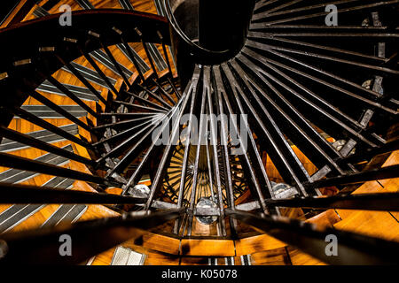 Spiral Wooden and Metal Staircase within the Grand Palais in Paris, France Stock Photo