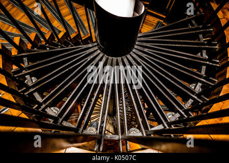 Spiral Wooden and Metal Staircase within the Grand Palais in Paris, France Stock Photo