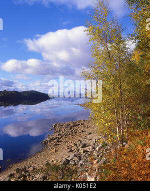 Magnificent autumn colours on Loch Garry looking westwards, West Highlands, Lochaber Stock Photo