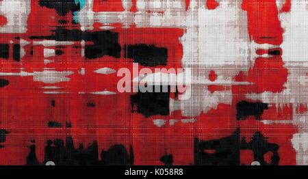 Abstract background and texture canvas smears of paint red and black on a white primer Stock Photo