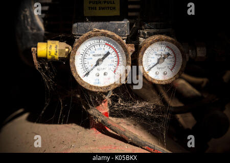 An air compressor has a variety of applications: such as tyre inflation, paint-spraying, stapling and nailing. Machine Mart stock a huge range of air Stock Photo