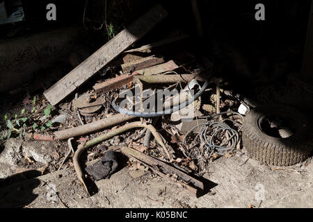 Workshop floor of old garage Stock Photo