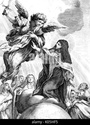 St Teresa of Avila with angel of justice Stock Photo