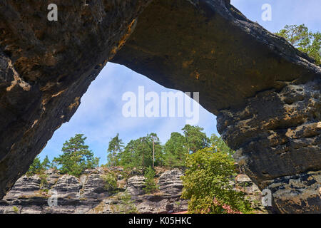 Pravcicka brana, sandstone arch or gate, Bohemian Switzerland also known as Czech Switzerland, Czech Republic Stock Photo