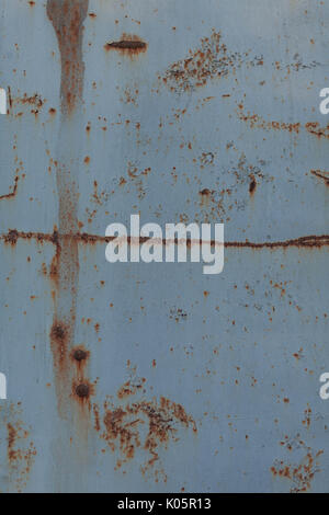 A rusty blue corrugated iron metal texture. Stock Photo