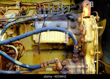 old tractor diesel engine Stock Photo