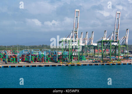 Colon, Panama.  Container Cranes in the Port. Stock Photo