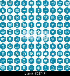 100 IT business icons sapphirine violet Stock Vector