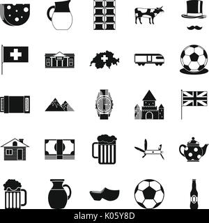 Switzerland icons set, simple style Stock Vector