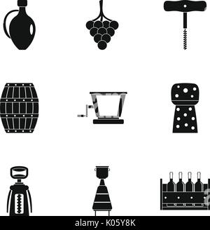 Wine tradition icon set, simple style Stock Vector