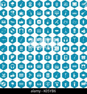 100 karaoke icons sapphirine violet Stock Vector