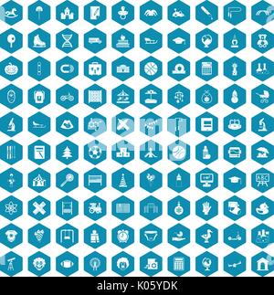 100 kids icons sapphirine violet Stock Vector