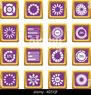Loading bars and preloaders icons set purple Stock Vector