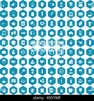 100 kitchen icons sapphirine violet Stock Vector