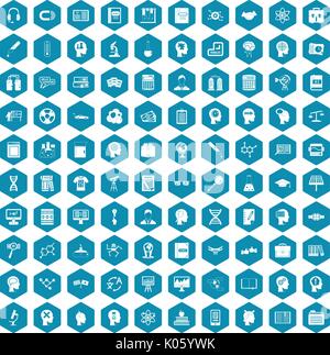 100 knowledge icons sapphirine violet Stock Vector