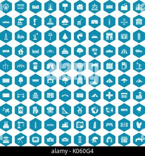 100 landscape element icons sapphirine violet Stock Vector