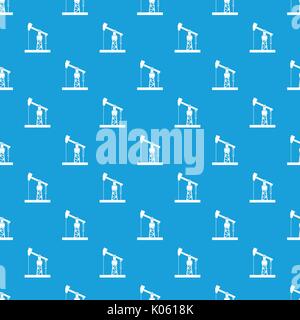 Oil pump pattern seamless blue Stock Vector