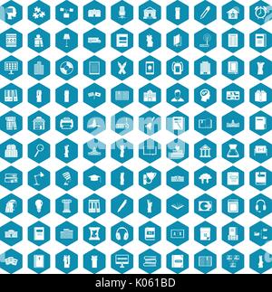 100 library icons sapphirine violet Stock Vector