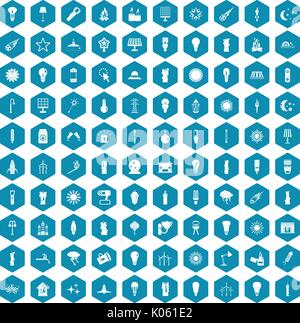 100 light source icons sapphirine violet Stock Vector