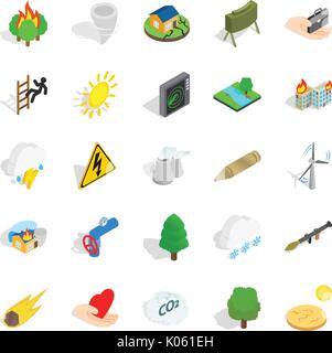 Ignitable icons set, isometric style Stock Vector
