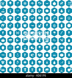 100 live nature icons sapphirine violet Stock Vector