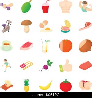 Body check icons set, cartoon style Stock Vector