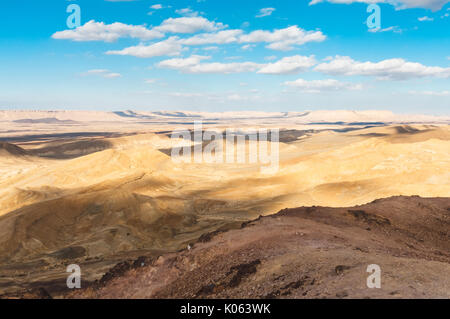 Ramon Crater seen from basaltic ridge of Ramon's Tooth in Negev Desert, Israel. Stock Photo