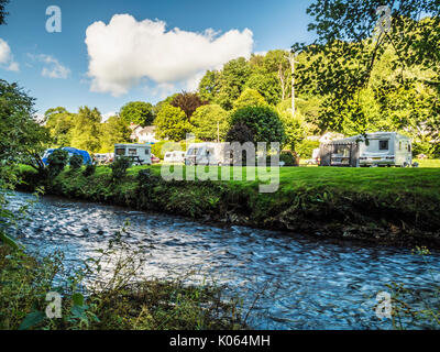 Caravan Park In Summer With Caravans Among The Hills And Trees Of