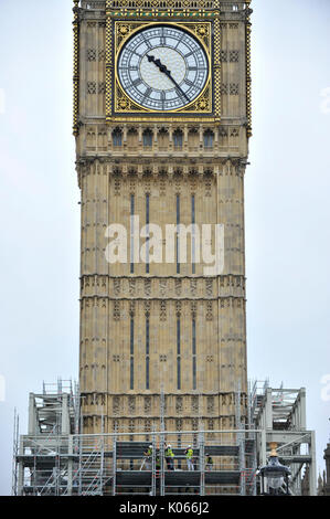 London, UK. 21st Aug, 2017. Photo taken on Aug. 21, 2017 shows the Big Ben in central London, Britain. London's famous Big Ben chimed for the last time on Monday when the famous Great Bell fell silent until 2021. Credit: Stephen Chung/Xinhua/Alamy Live News Stock Photo
