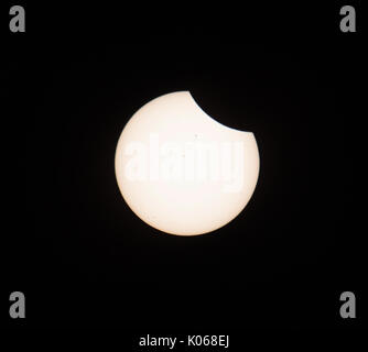 A solar eclipse is seen during totality rom Coaticook, Quebec, Canada ...