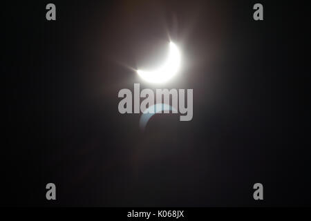 Solar Eclipse Over Dallas Texas Stock Photo