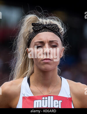 Birmingham, UK. 20th Aug, 2017. Alexandra BELL of GBR before the 800m during the Muller Grand Prix Birmingham Athletics at Alexandra Stadium, Birmingham, England on 20 August 2017. Photo by Andy Rowland. Credit: Andrew Rowland/Alamy Live News Stock Photo