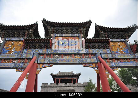 August 21, 2017 - Beijin, Beijin, China - Beijing, CHINA-21st August 2017: (EDITORIAL USE ONLY. CHINA OUT)..Gubei Water Town is officially known as Beijing Miyun Gubei Water Town (Simatai) International Tourism Resort.The whole water town is built on the former 5 sub natural villages of Simatai Village at the foot of Simatai Great Wall. It has a charming location with a massive backdrop of the world famous Simatai Great Wall with the romantic Yuanyang Lake ( Mandarin Duck ) below. (Credit Image: © SIPA Asia via ZUMA Wire) Stock Photo